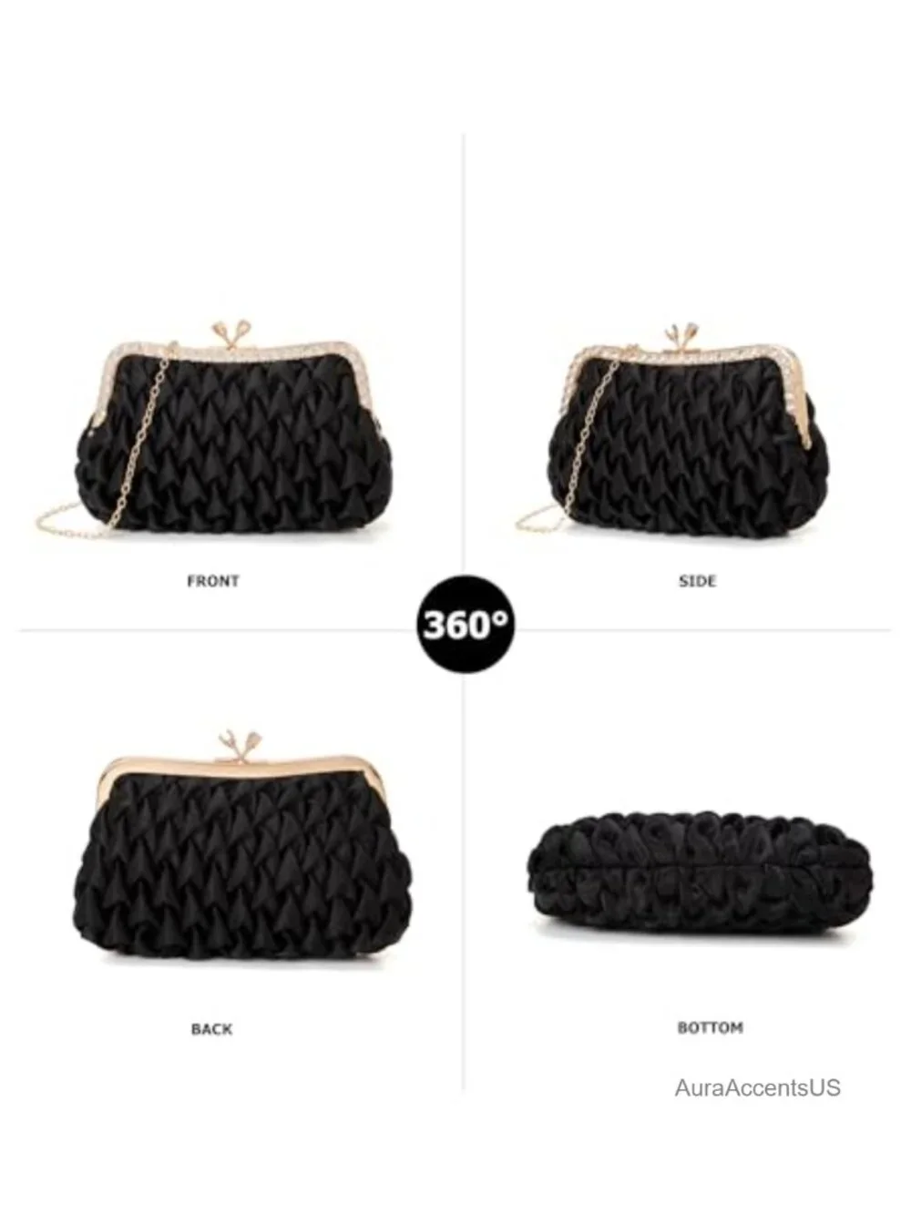 Rhinestone Clutch Purse, Sparkly Evening Bag with Detachable Chain